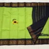 Madurai sungudi Cotton Zari Check Contrast - Parrot green with black (Running blouse)