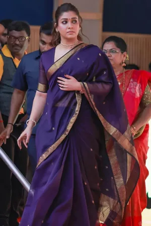 Nayanthara Inspired maheswari silk Cotton Sarees-Royal purple-nayanthara silk
