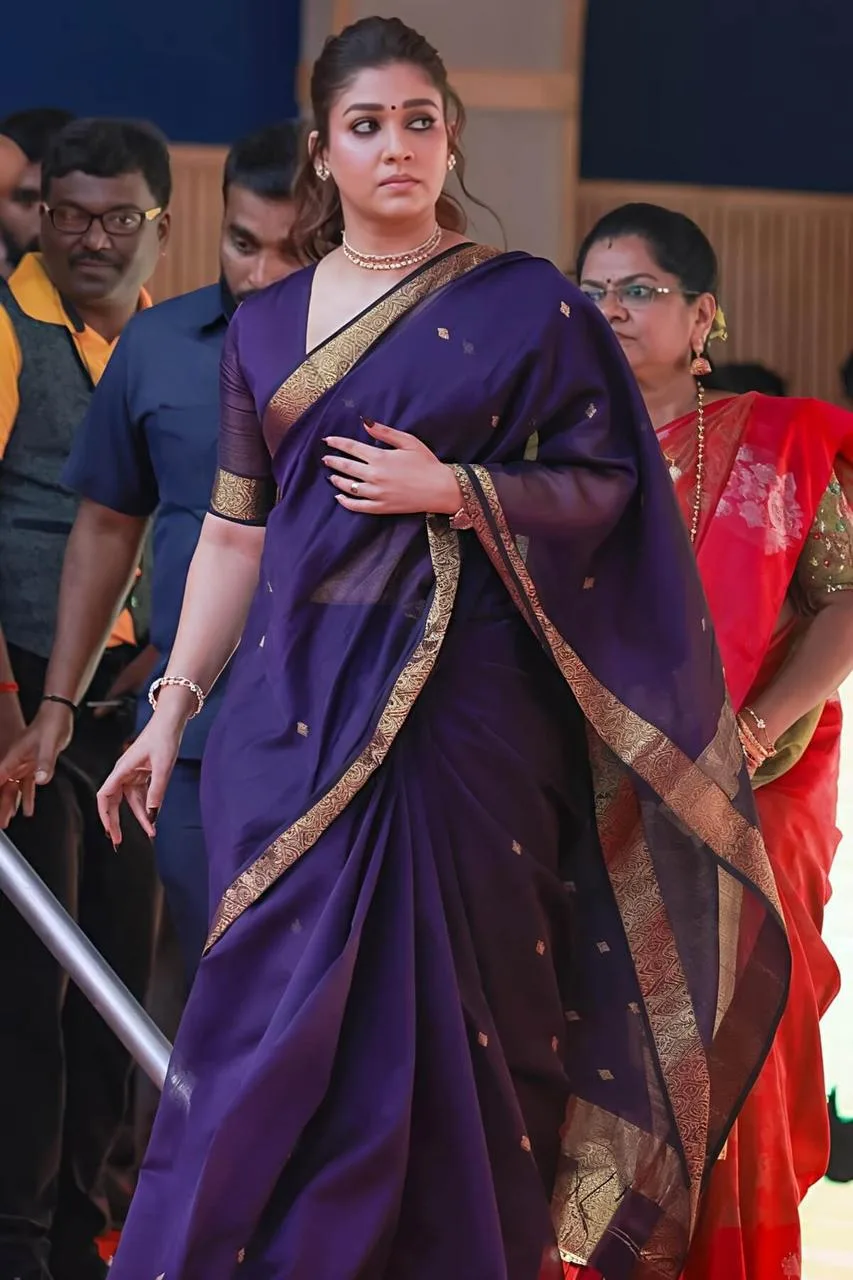 Nayanthara Inspired maheswari silk Cotton Sarees-Royal purple-nayanthara silk