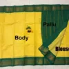Madurai sungudi Cotton Zari Check Contrast - Lemon Yellow with Green (Running blouse)