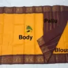 Madurai sungudi Cotton Zari Check Contrast - Yellow with Maroon (Running blouse)