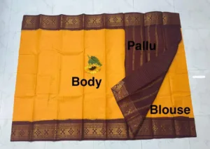 Madurai sungudi Cotton Zari Check Contrast - Yellow with Maroon (Running blouse)