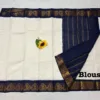 Madurai sungudi Cotton Zari Check Contrast - White with blue (Running blouse)