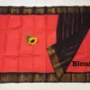 Madurai sungudi Cotton Zari Check Contrast - Orange with black (Running blouse)