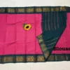 Madurai sungudi Cotton Zari Check Contrast - Light pink with Green (Running blouse)