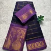 Madurai sungudi cotton Doll border Saree - Dark blue with Lavender