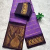 Madurai sungudi cotton Doll border Saree - Lavender with Maroon