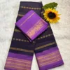 Madurai Sungudi cotton Veludhari contrast border Saree- Blue with Lavender