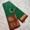 kanchi cotton saree with Running Blouse- Kanchi cotton- Maroon with black