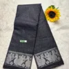 Madurai sungudi Cotton Silver Zari - Black (Running blouse)