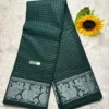 Madurai sungudi Cotton Silver Zari - Dark green (Running blouse)