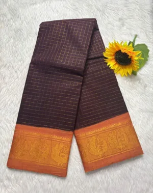 Brown with saffron(with Blouse)