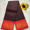 Madurai sungudi Cotton Zari Check Contrast - Brown with orange (Running blouse)