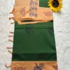 Acrylic print blended cotton sarees with mirror work - Green (Running blouse)