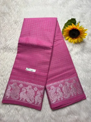 Madurai sungudi Cotton Silver Zari - Light Pink (Running blouse)