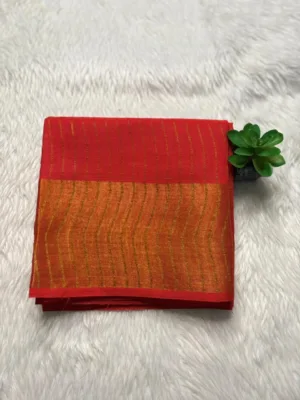 Sungudi Cotton Blouses - Tissue border - Orange red