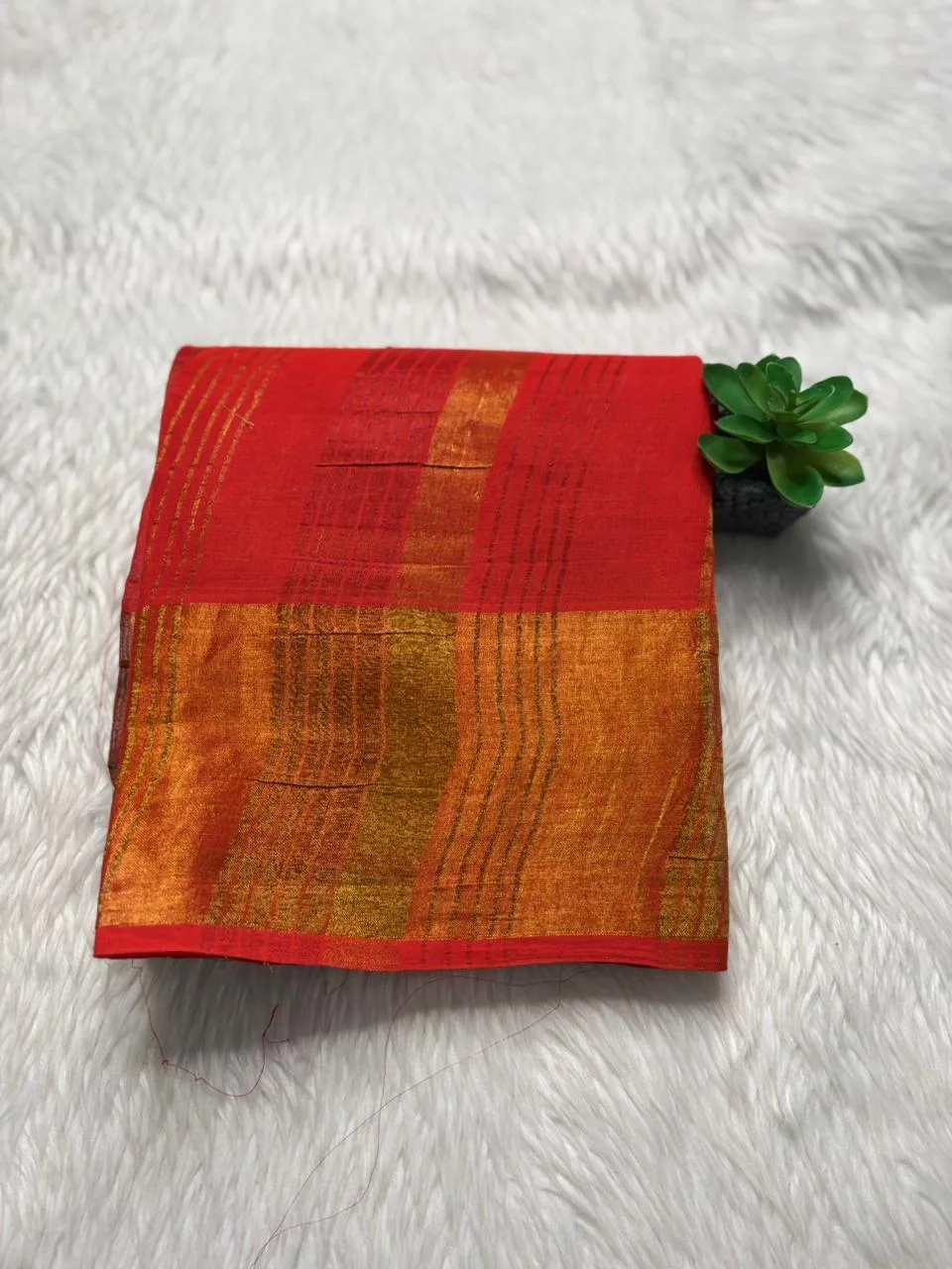 Sungudi Cotton Blouses - Tissue border - Orange red Pallu