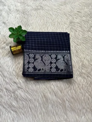 Sungudi Cotton Blouses - Silver Zari - Blue
