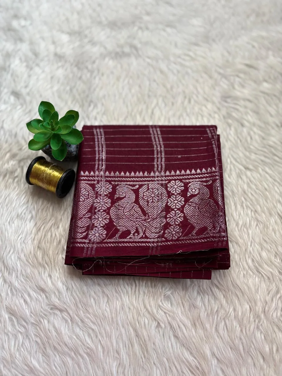 Sungudi Cotton Blouses - Silver Zari - Beetroot Pallu