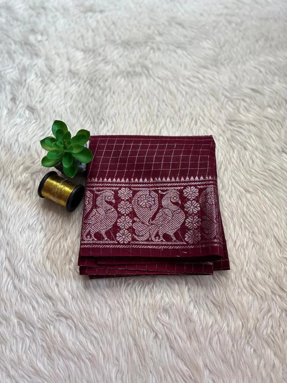 Sungudi Cotton Blouses - Silver Zari - Beetroot