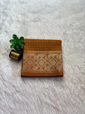 Sungudi Cotton Blouses - Silver Zari - Dark Mustard yellow