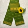 Madurai sungudi cotton Veludhari Small Self border -Mehandi Green