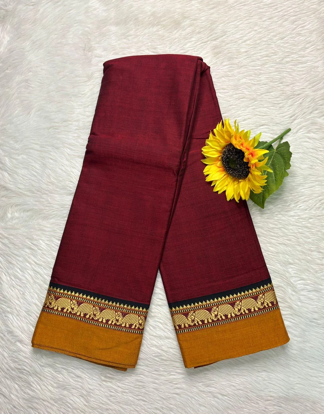 Narayanpet Cotton Sarees - Red with Yellow Order