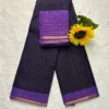 Madurai sungudi Cotton Zari Check Contrast - Blue With Lavender (With Blouse)-Pentex (Copy) (Copy)