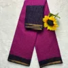 Madurai sungudi Cotton Zari Check Contrast - Megenta Pink (With Blouse)-Pentex