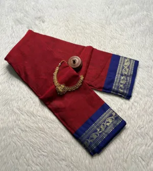 Mangalagiri Cotton Saree With Running Blouse -Red