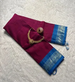 Mangalagiri Cotton Saree With Running Blouse - Megenta Pink