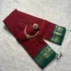 Mangalagiri Cotton Saree With Running Blouse -Red With Green