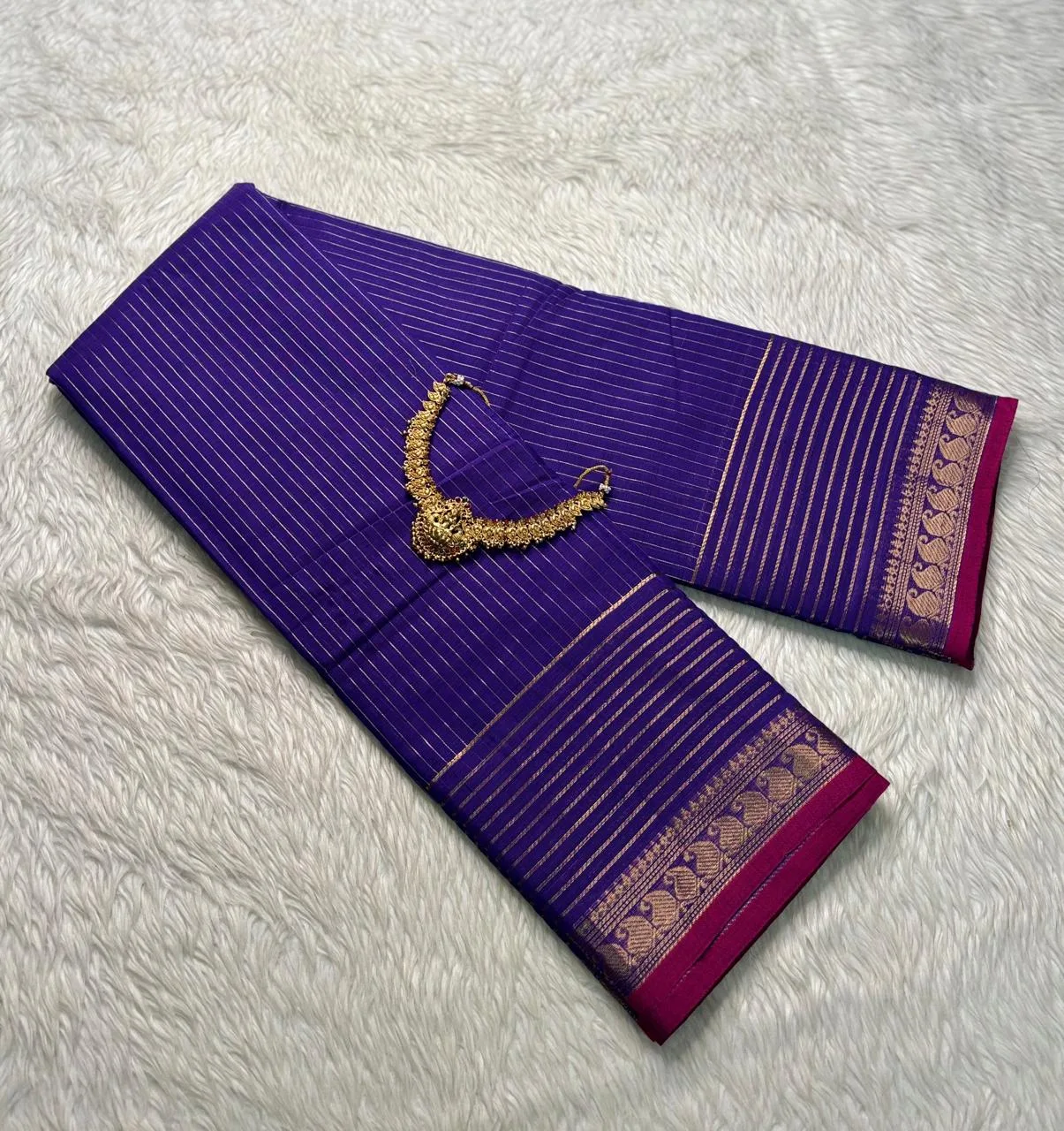 kanchi cotton saree with Running Blouse - Kanchi vairaoosi- Purple