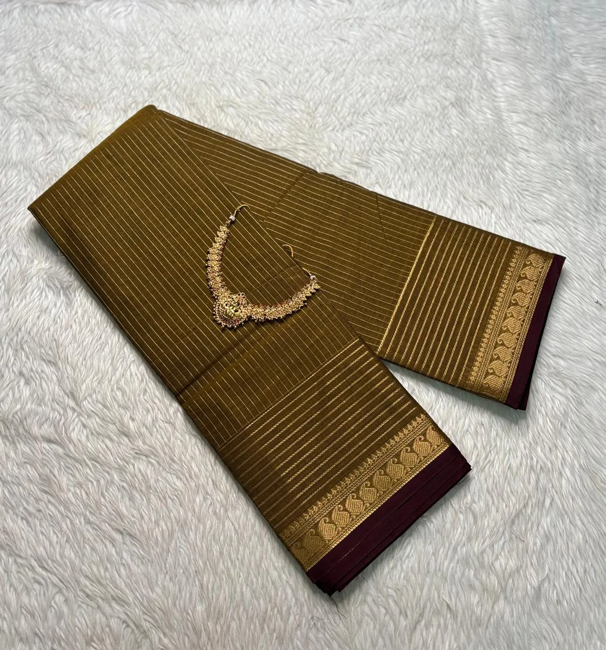 kanchi cotton saree with Running Blouse - Kanchi vairaoosi- Mustard Yellow