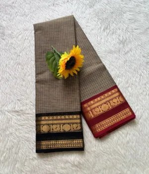 kanchi cotton saree with Running Blouse- Ganga Jamuna Border- Naarmudi Colour