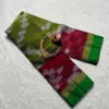 Pocham pally sarees - Mehandi Green with red green