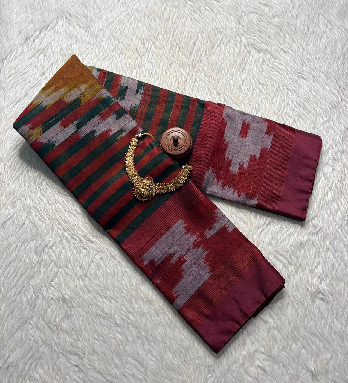 Pocham pally sarees - Green with purple