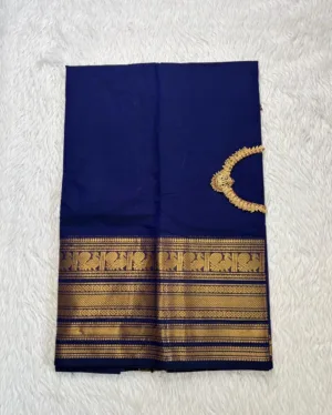 kanchi cotton saree with Running Blouse - Kanchi cotton - Blue -Ready to dispatch