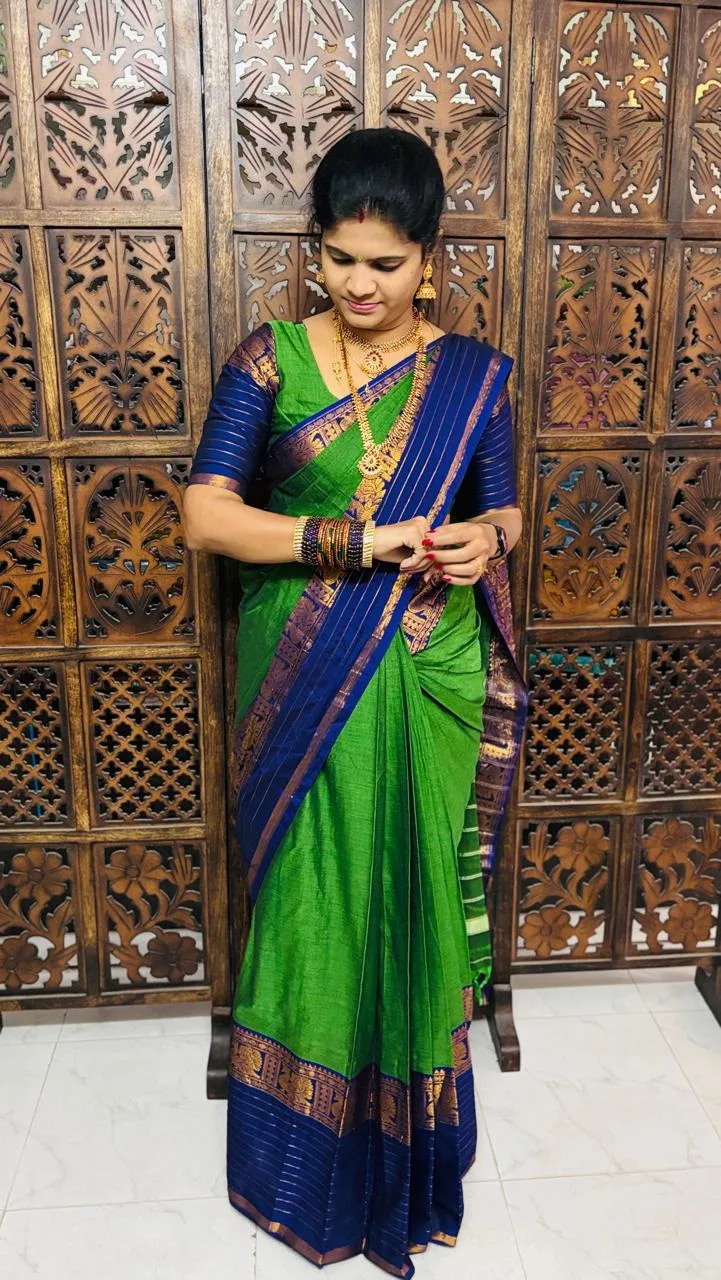 Narayanpet Cotton Sarees - Green Narayanpet