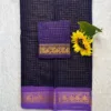 Madurai sungudi Cotton Zari Check Contrast - Navy Blue with Lavender (Extra Blouse)-sungudi small border