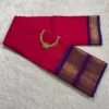 kanchi cotton saree with Running Blouse - Kanchi cotton - Pink with Purple