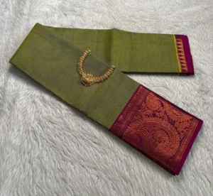 Chettinad Cotton Sarees - Mehandi Green - Without Blouse
