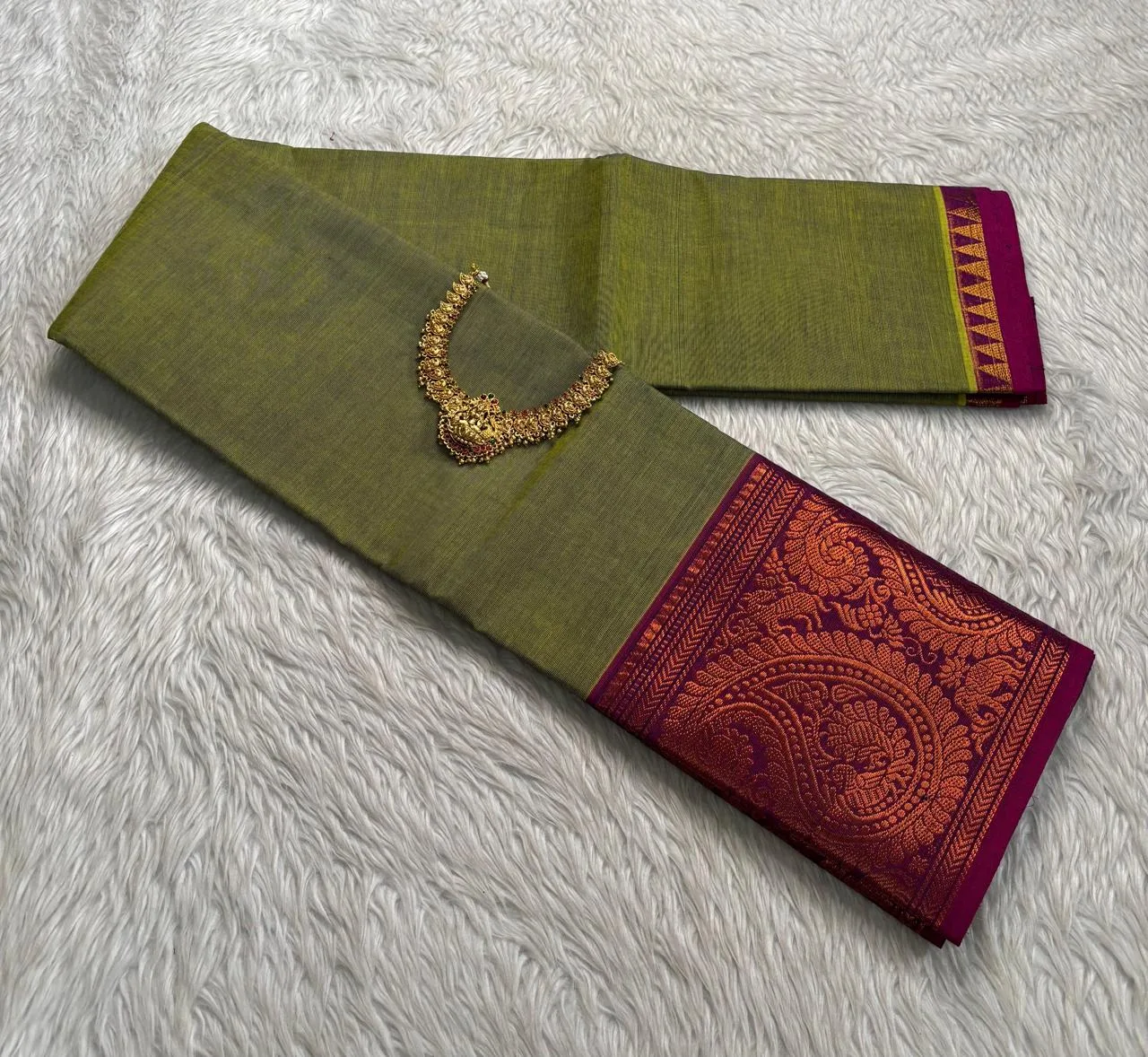 Chettinad Cotton Sarees - Mehandi Green - Without Blouse