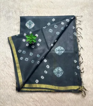 Linen cotton with running blouse-silver border-linen-Ash