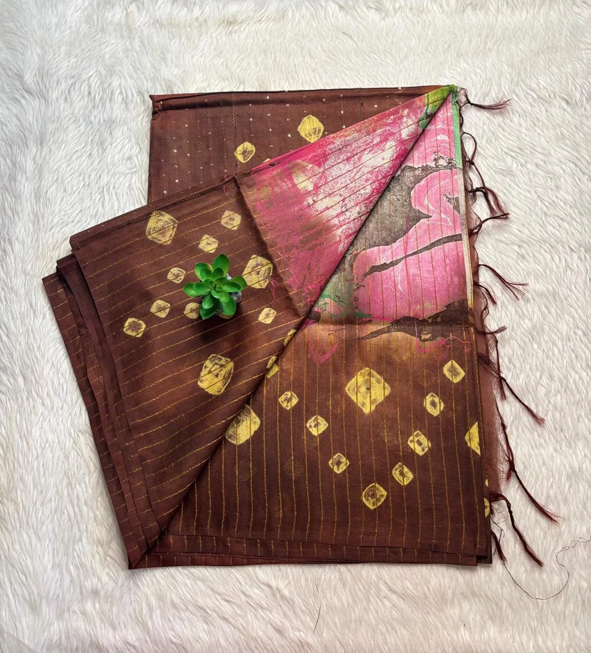 Kota Cotton-Saree with Sequence Work-With Running Blouse