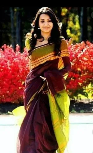 kanchi cotton saree with Running Blouse- Small Border- Maroon Colour-kanchi Cotton-thrisha saree