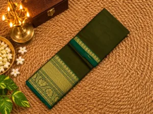 Chettinad Cotton Sarees - Mehandi Green - Without Blouse - 100 count saree