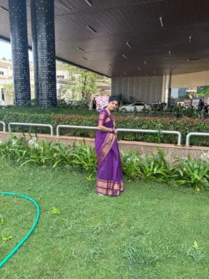 kanchi cotton saree with Running Blouse - Kanchi cotton - L purple