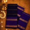 Kanchi Cotton Veludhari saree with Running Blouse- Navy blue with lavender