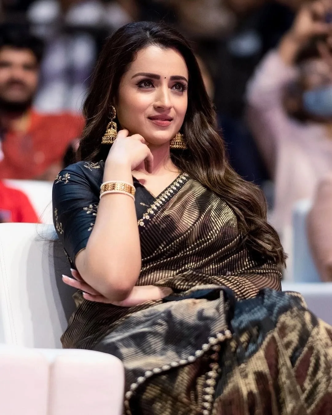 Celebrity inspired Banarasi zari strip Tissue Silk Saree - Thrisha saree